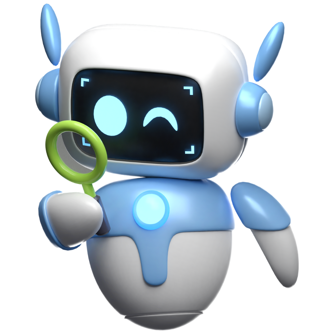 Cute robot holding a lens