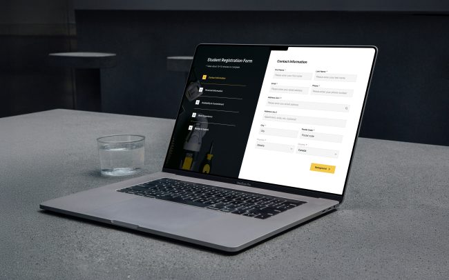 Registration system mockup