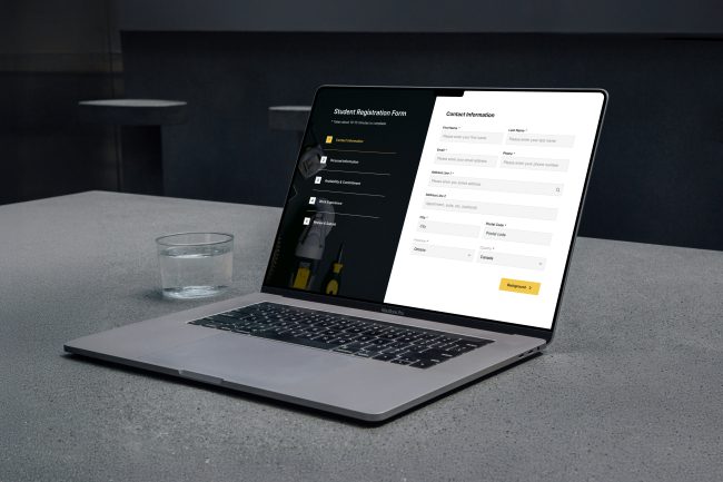 Registration system mockup