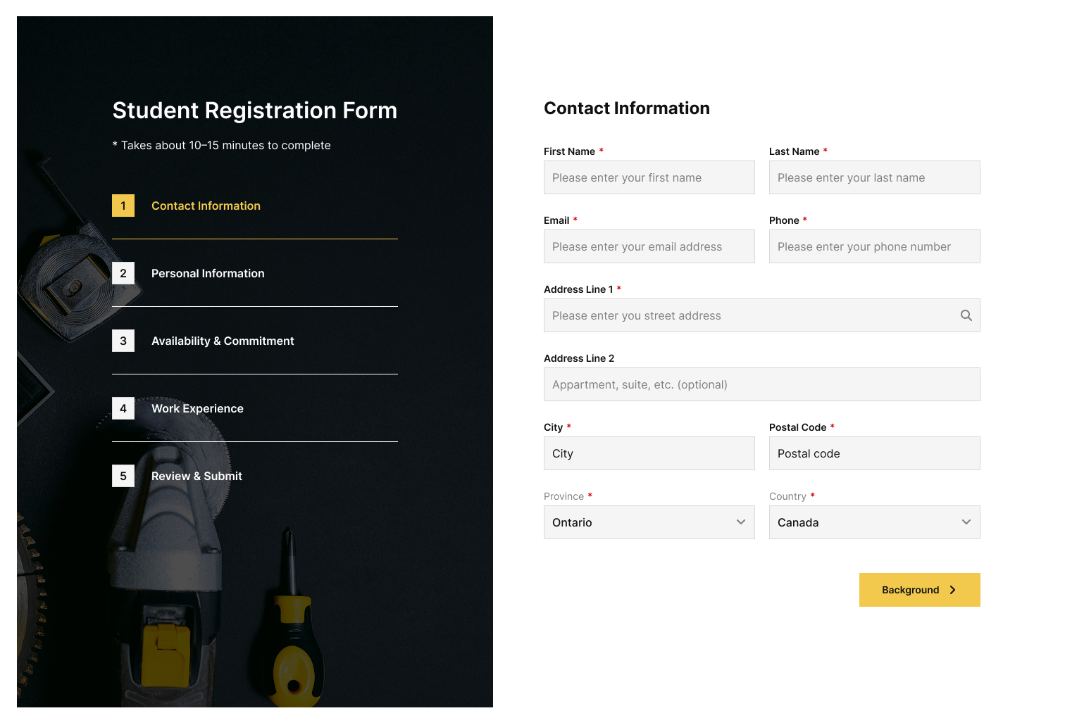 Contact information form