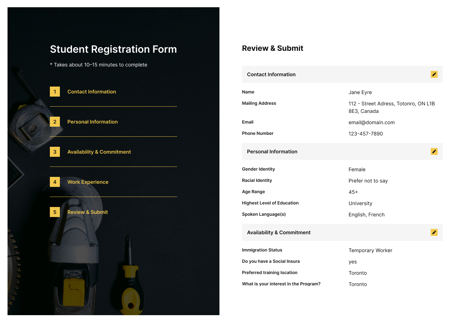 Review & Submit
