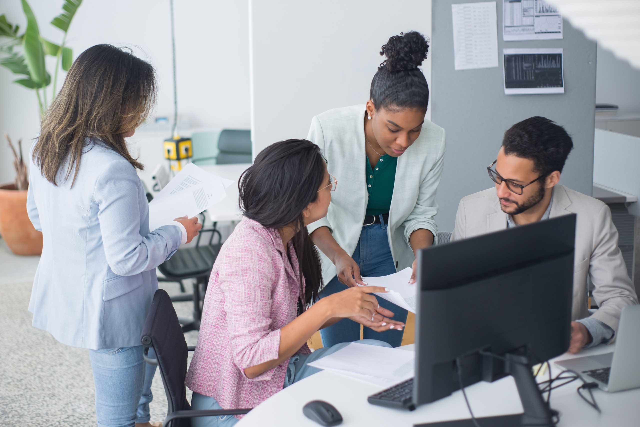 Women in an office working together