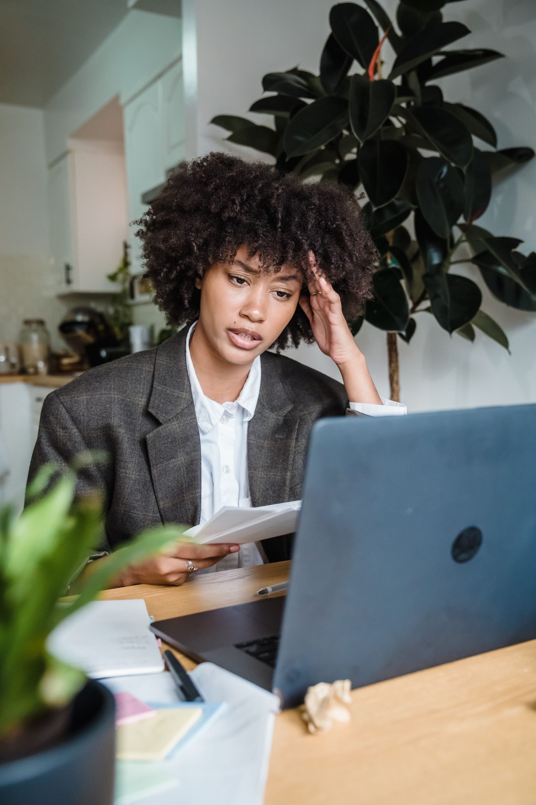 African American woman working on a laptop