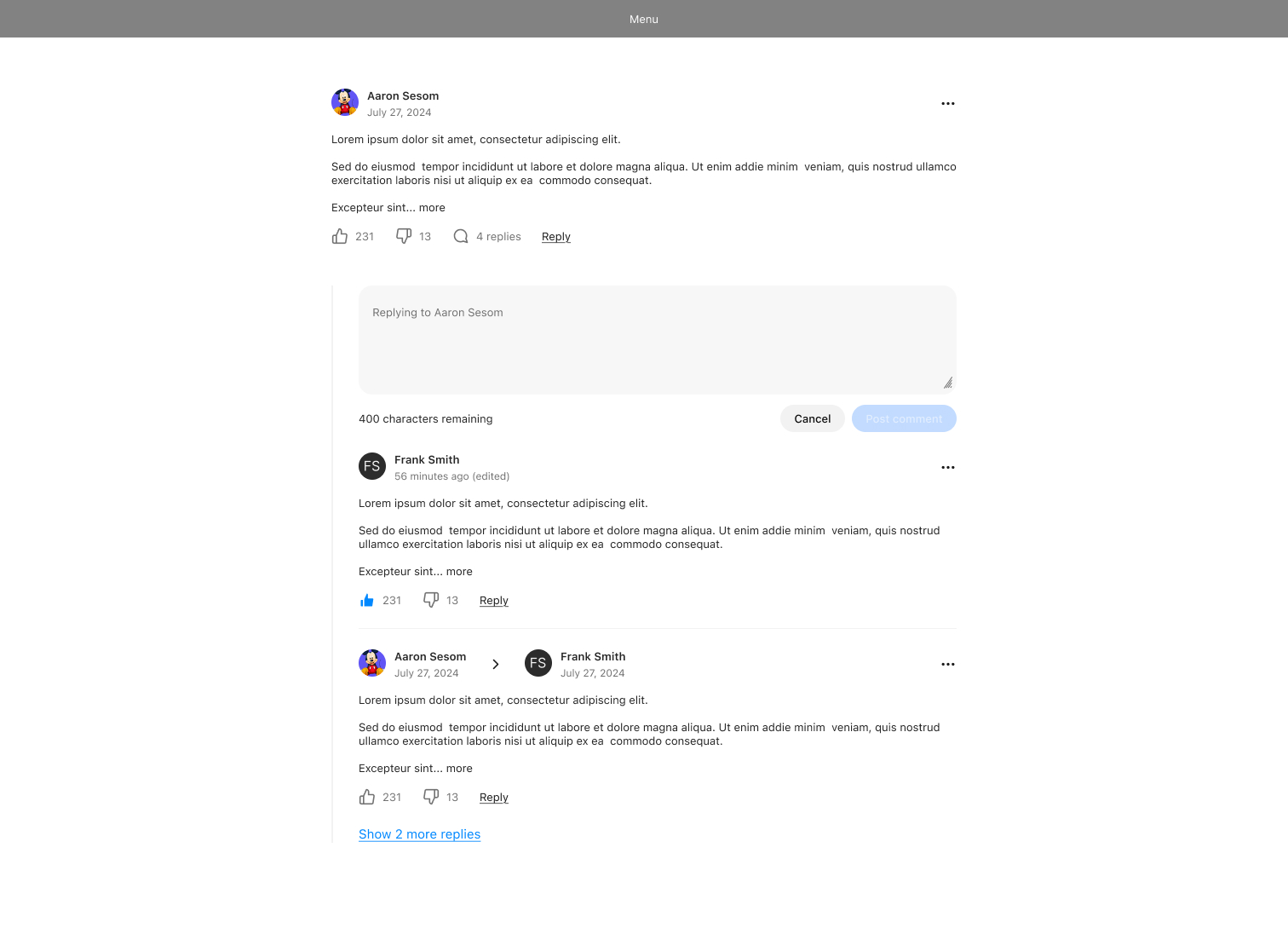 Comment nesting