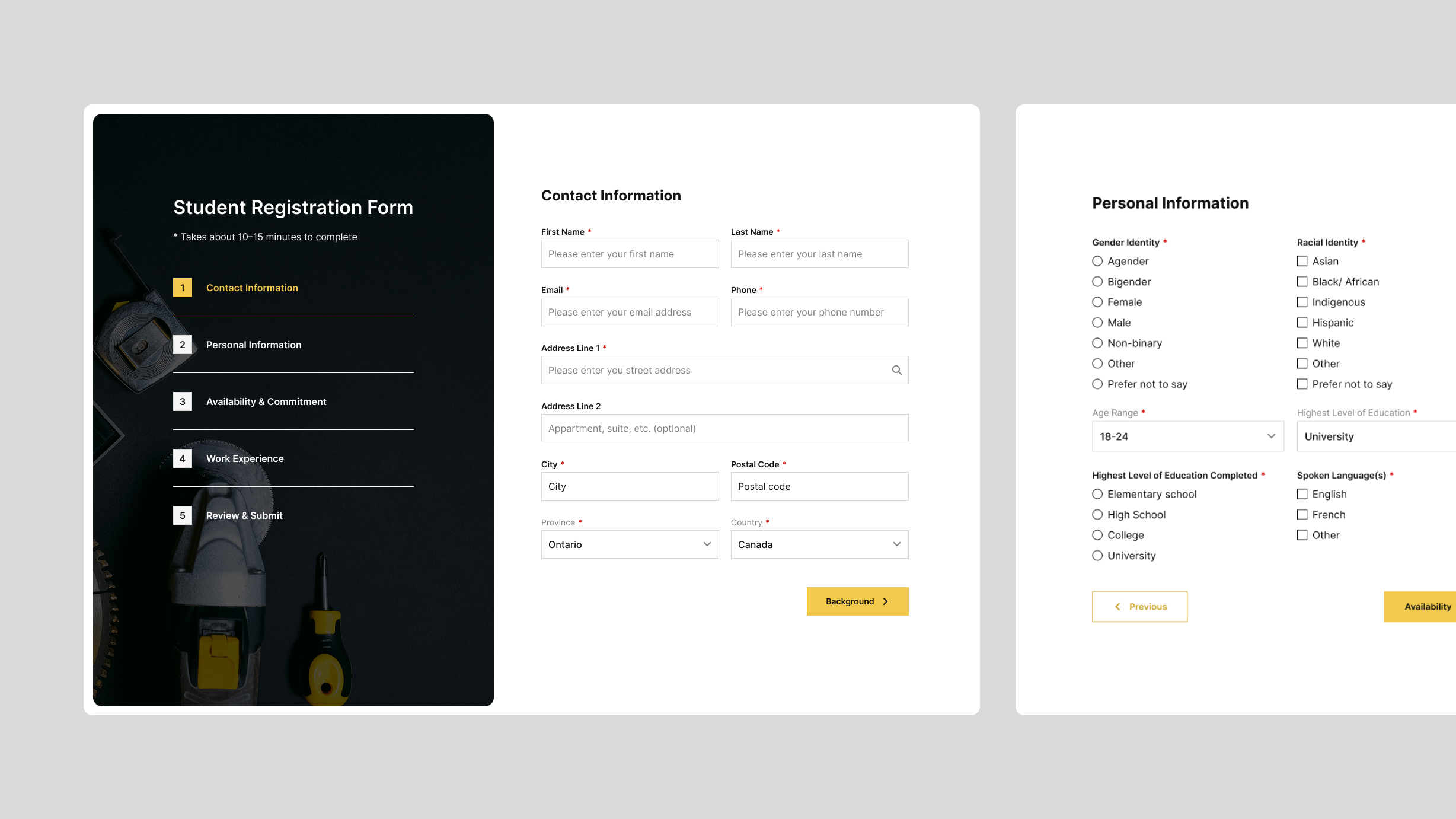 Student multistep form Student multistep form